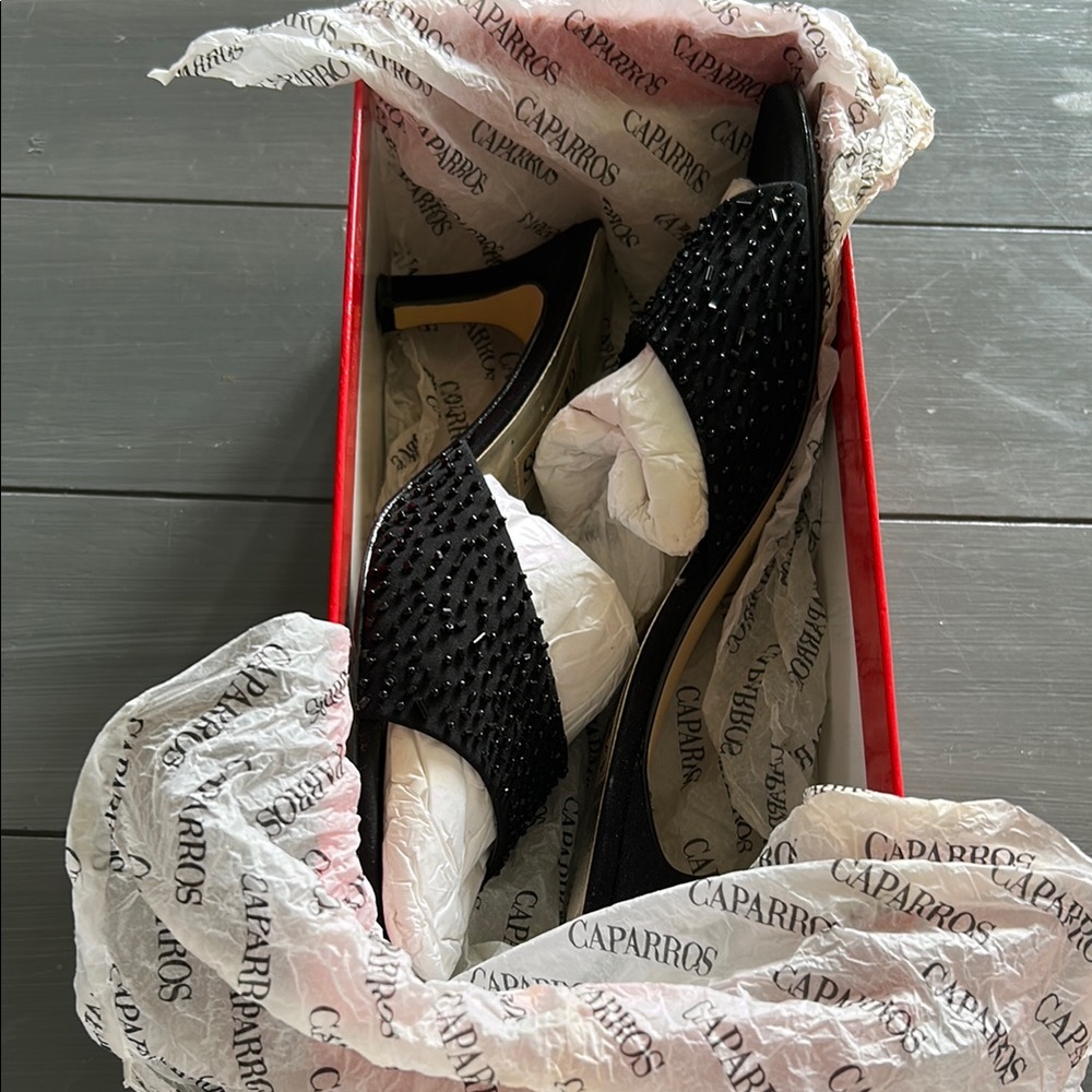 Caparros Black Beaded Heels - Picture 7 of 7